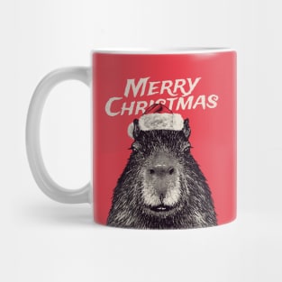 Christmas Capybara | Merry Christmas | Red Santa Hat Mug